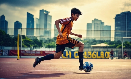 Background City, Shorts, Sky, Sports Uniform, Sports Equipment, Soccer