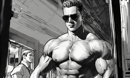 Background Zoom Aesthetic, Arm, Bodybuilder, Muscle, White, Sunglasses