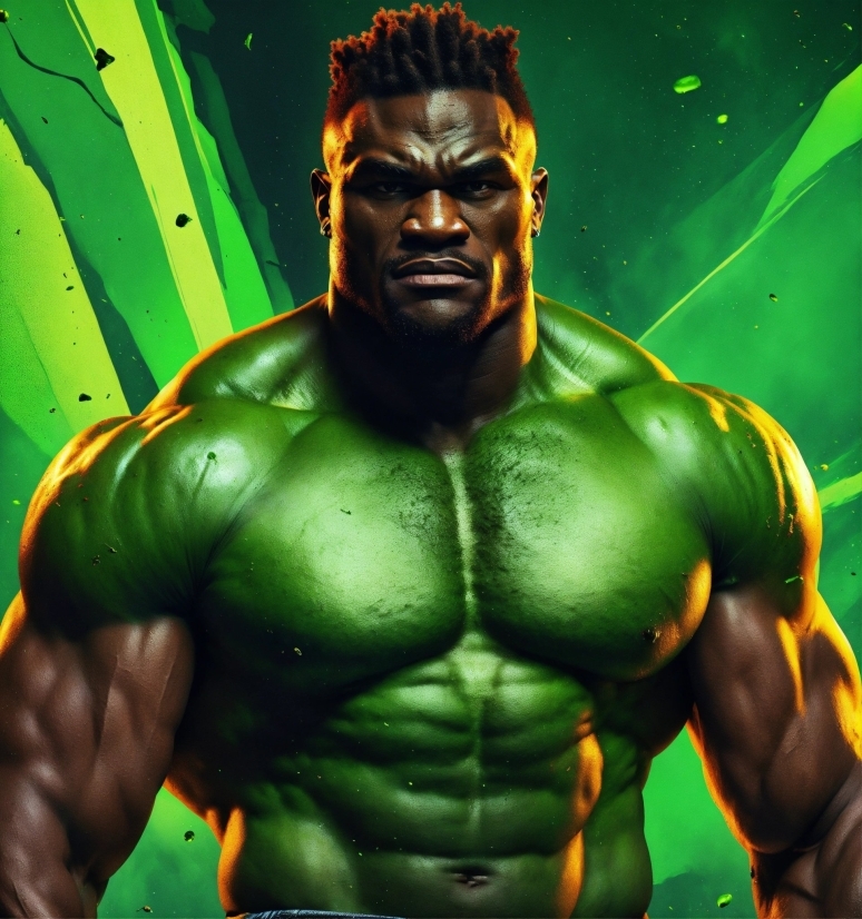 Bald Man Stock Image, Hulk, Cartoon, Muscle, Green, Bodybuilder