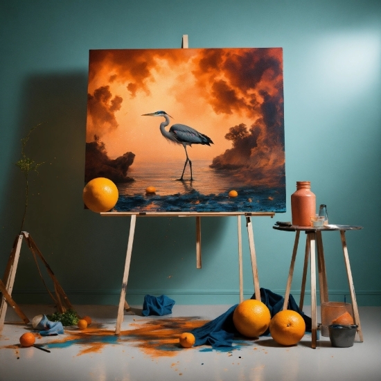 Bird, Light, Orange, Lighting, Interior Design, Art