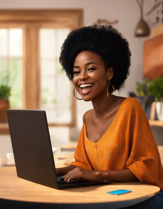 Black People Illustration, Face, Smile, Laptop, Computer, Personal Computer