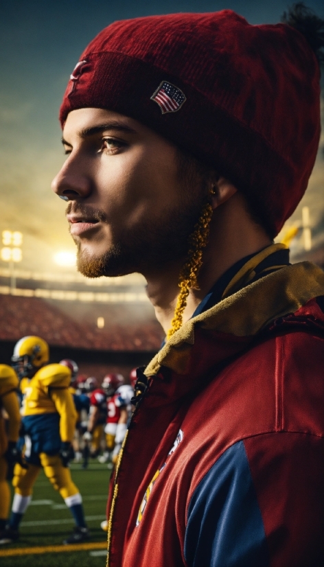 Blur Background Hd 1920x1200, Beard, Headgear, Red, Cap, Sky