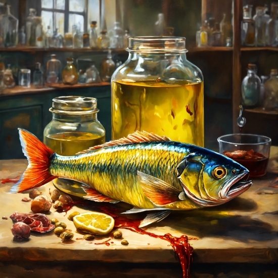 Bottle, Liquid, Fluid, Ingredient, Fish, Fin