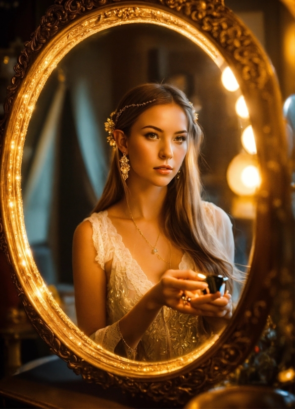 Bunny Illustration, Hairstyle, Flash Photography, Smile, Mirror, Happy