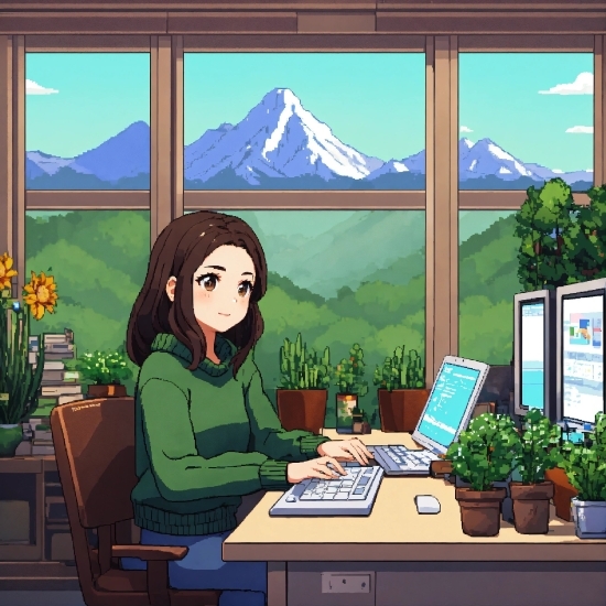 Clip Clipart, Table, Mountain, Plant, Computer, Personal Computer