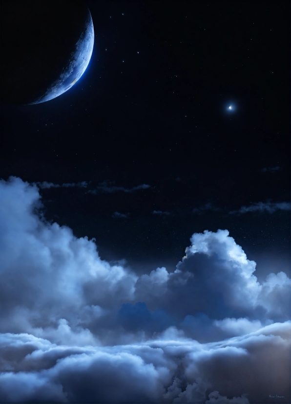 Cloud, Atmosphere, Sky, Moon, Light, Black