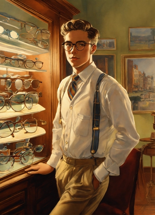 Creative Art Painting, Vision Care, Dress Shirt, Eyewear, Tie, Sleeve