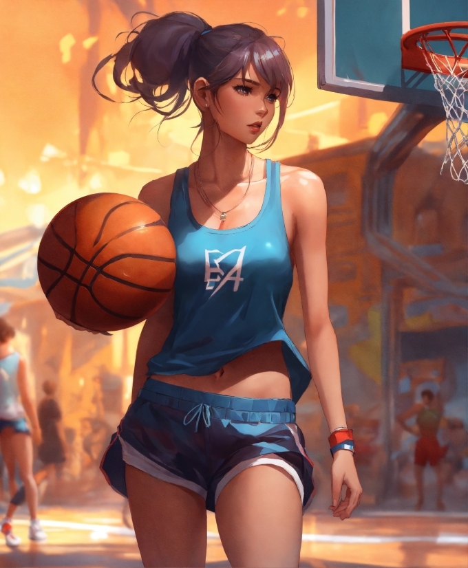 Cute Illustration, Basketball, Muscle, Shorts, Sports Equipment, Basketball Hoop