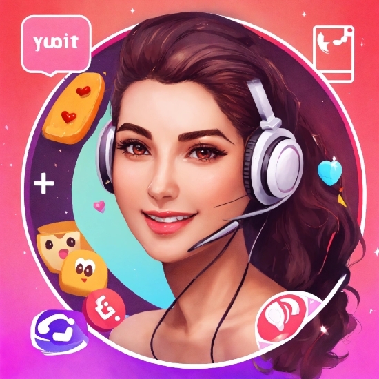 Cute Vector Illustration, Lip, Smile, Eyebrow, Hairstyle, Facial Expression