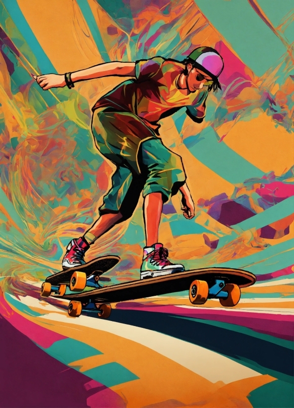 Cyan Background, Sports Equipment, Skateboard, Skateboarder, Skateboard Deck, Kickflip