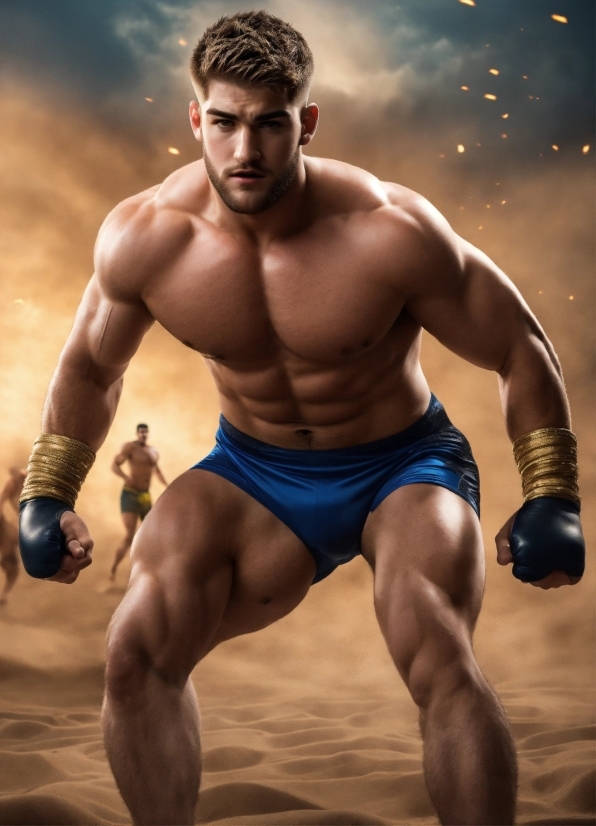 Dark Forest Background, Bodybuilder, Arm, Muscle, Shorts, Human