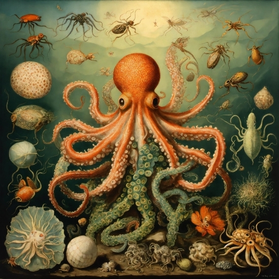 Emoji Images, Marine Invertebrates, Cephalopod, Art, Octopus, Painting