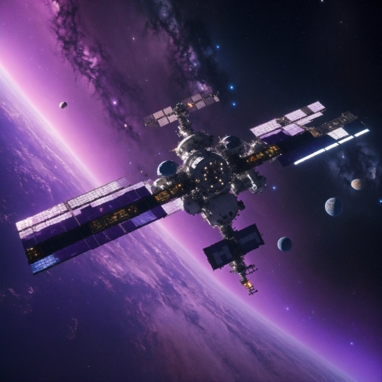 Enhance Photo, Satellite, Atmosphere, Sky, Purple, Space Station