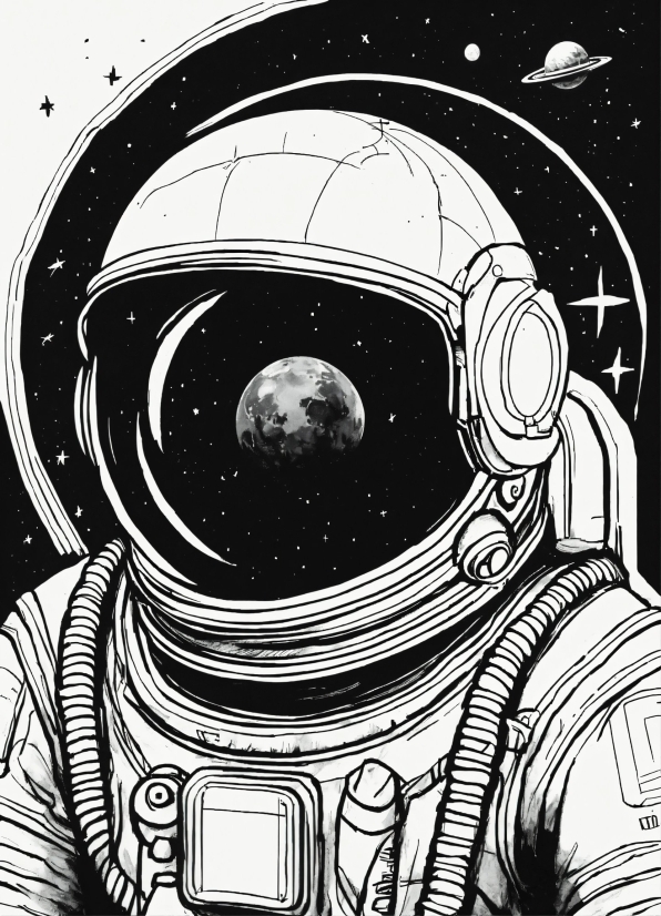 Galaxy Wallpaper, Black, Art, Astronaut, Circle, Painting