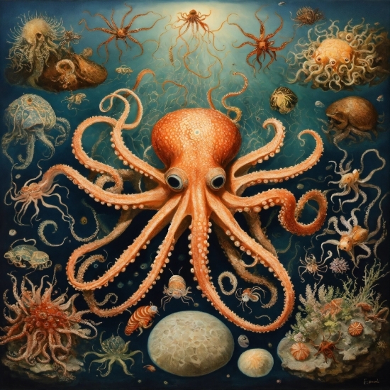 Halloween Stock Images, Brown, Marine Invertebrates, Vertebrate, Octopus, Organism