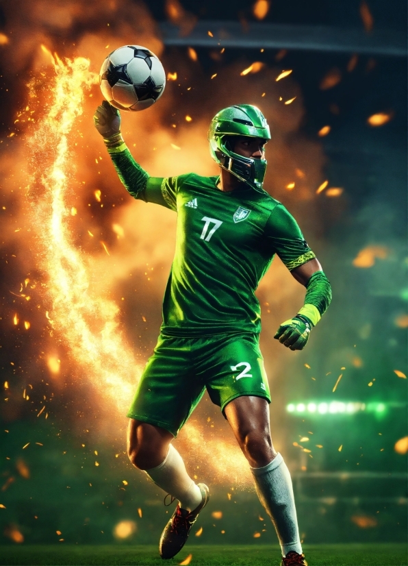 Health Illustration, Shorts, Sports Equipment, Light, Green, Football