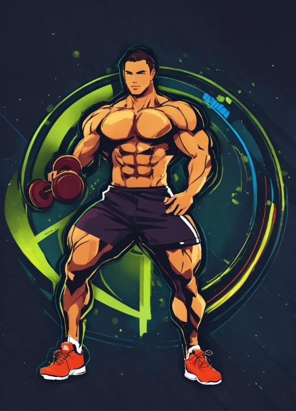 Hibiscus Illustration, Footwear, Arm, Bodybuilder, Muscle, Cartoon