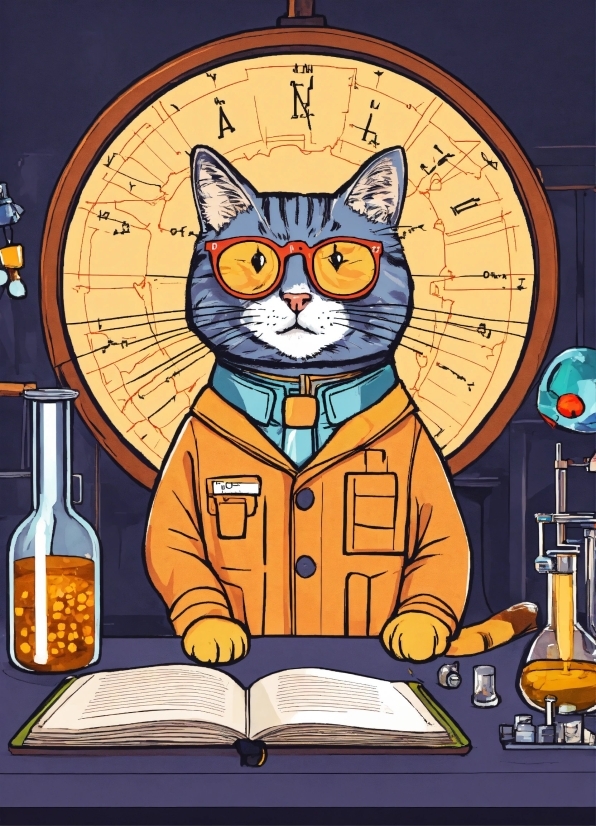 Illustrator Icons, Cat, Cartoon, Orange, Bottle, Carnivore