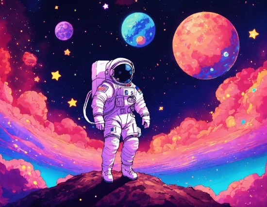 Iphone Vector Illustrator, World, Light, Astronaut, Art, Moon