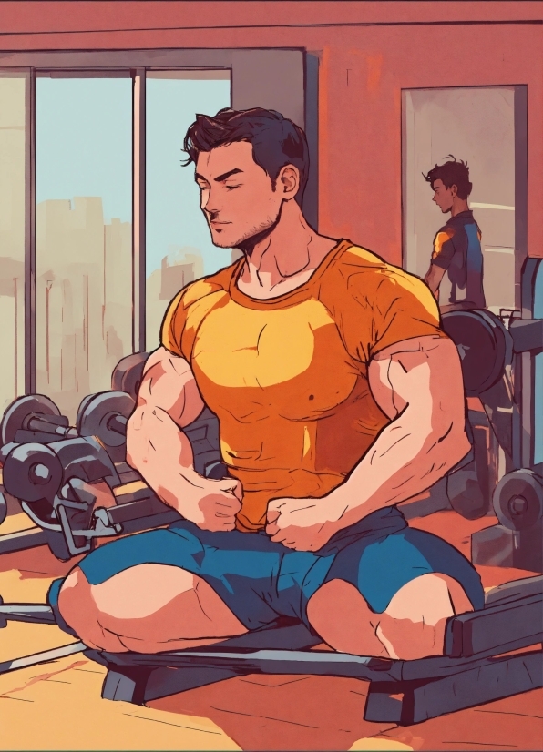 Janitor Stock Image, Cartoon, Art, Painting, Chest, Bodybuilder