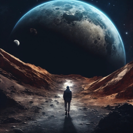 Man Standing Stock Image, Atmosphere, Moon, World, Sky, Light