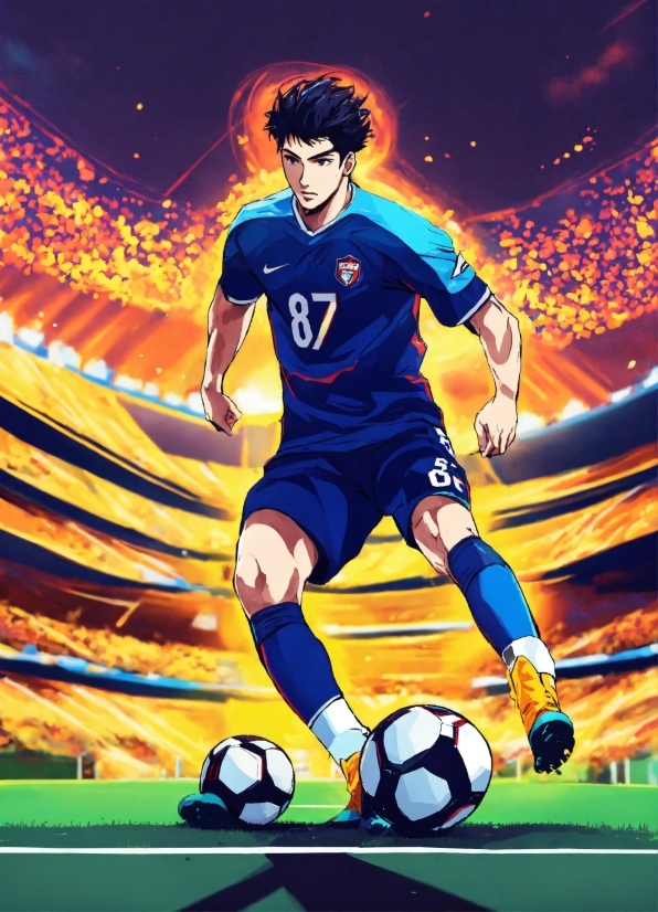 Man Standing Vector, Sports Equipment, Soccer, Football, Ball, Cartoon