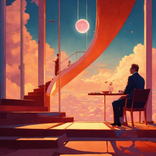 Old Book Illustrations, Table, Sky, World, Orange, Interior Design