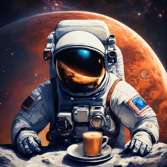 Picture Collage, Tableware, Astronaut, Helmet, Coffee, Astronomical Object