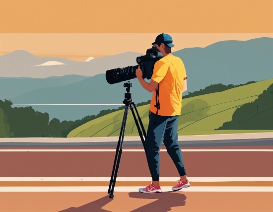 Rainbow Stock Photo, Jeans, Tripod, Sky, Photographer, Camera Lens