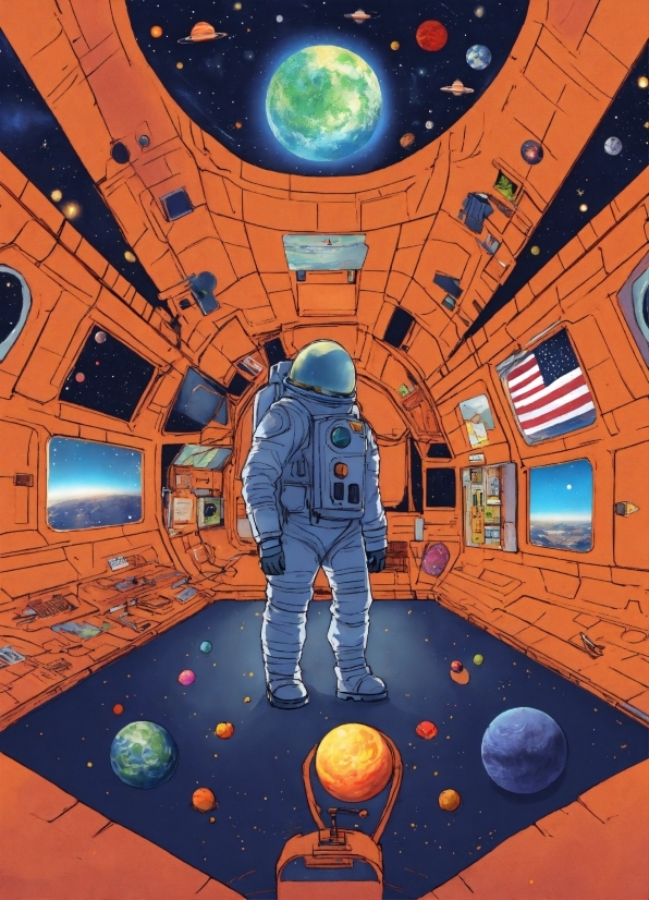 Royalty Free Art Photos, World, Light, Astronaut, Art, Painting