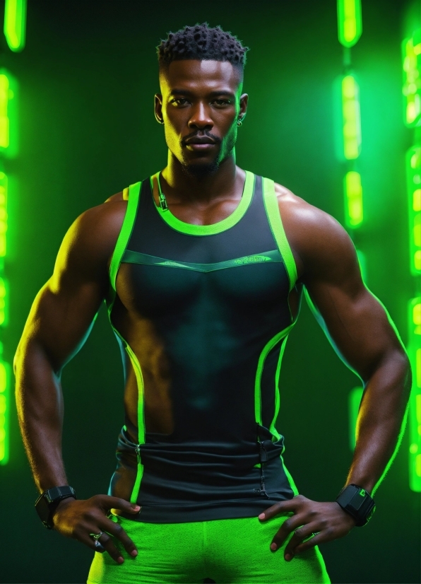 Shoulder, Muscle, Shorts, Green, Light, Standing