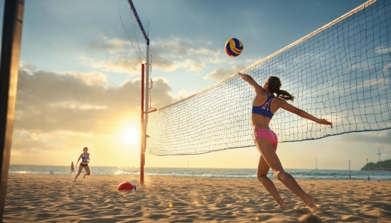 Sky, Cloud, Sports Equipment, Volleyball Net, Daytime, Volleyball
