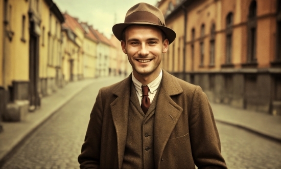 Smile, Hat, Fedora, Dress Shirt, Fashion, Flash Photography