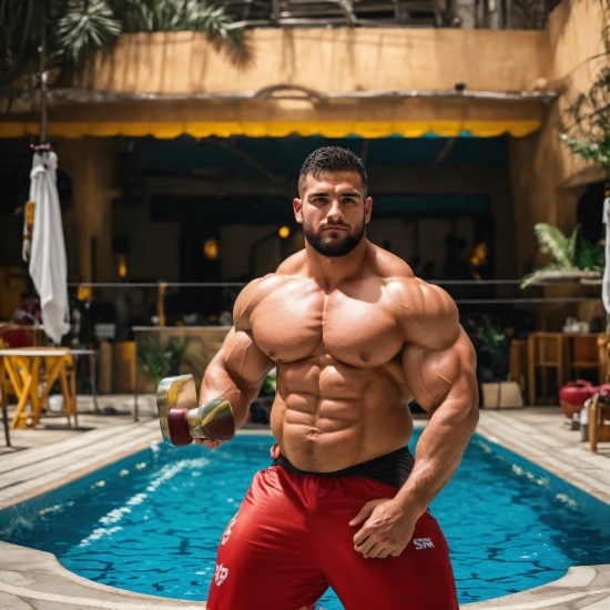 Teamwork Stock Photo, Water, Shorts, Swimming Pool, Muscle, Bodybuilder