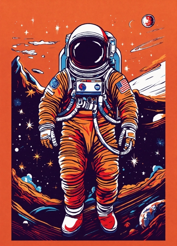 Vector Based Illustration, Astronaut, Sleeve, Art, Sports Uniform, Painting