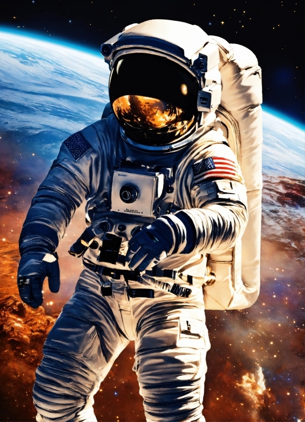 Vector Illustration People, Astronaut, World, Flash Photography, Sky, Glove